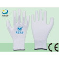 White Polyester Liner with White PU Coated Safety Gloves